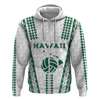 Polynesian Hawaii Volleyball Custom Hoodie White Kakau with Map Motif