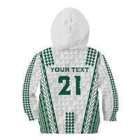 Polynesian Hawaii Volleyball Custom Kid Hoodie White Kakau with Map Motif