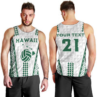 Polynesian Hawaii Volleyball Custom Men Tank Top White Kakau with Map Motif