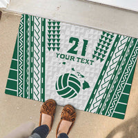 Polynesian Hawaii Volleyball Custom Rubber Doormat White Kakau with Map Motif