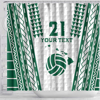 Polynesian Hawaii Volleyball Custom Shower Curtain White Kakau with Map Motif