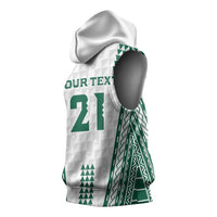 Polynesian Hawaii Volleyball Custom Sleeveless Hoodie White Kakau with Map Motif - Polynesian Pride