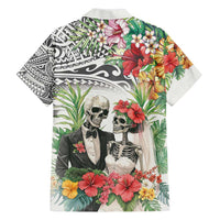 Skeleton Love for Valentines Day Family Matching Long Sleeve Bodycon Dress and Hawaiian Shirt Polynesian Tribal Love Forever LT9 - Polynesian Pride