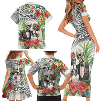 Skeleton Love for Valentines Day Family Matching Short Sleeve Bodycon Dress and Hawaiian Shirt Polynesian Tribal Love Forever LT9 - Polynesian Pride