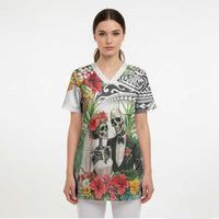 Skeleton Love for Valentine’s Day Scrub Top Polynesian Tribal Love Forever - Polynesian Pride