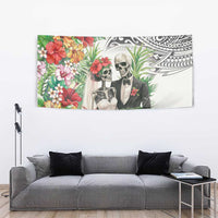 Skeleton Love for Valentine’s Day Tapestry Polynesian Tribal Love Forever