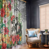 Skeleton Love for Valentine’s Day Window Curtain Polynesian Tribal Love Forever