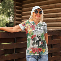 Skeleton Love for Valentine’s Day Women Polo Shirt Polynesian Tribal Love Forever