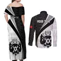 Personalised Tonga Emancipation Day Couples Matching Off Shoulder Maxi Dress and Long Sleeve Button Shirt Since 1970 Ngatu Tribal Pattern