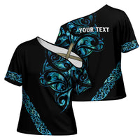 All Black Maori Tribal Tattoo Personalised Cross Shoulder Shirt Polynesian Style - Polynesian Pride
