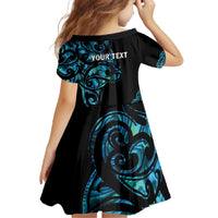 All Black Maori Tribal Tattoo Personalised Family Matching Off The Shoulder Long Sleeve Dress and Hawaiian Shirt Polynesian Style