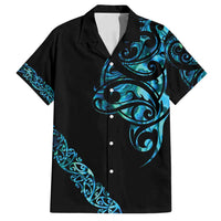 All Black Maori Tribal Tattoo Personalised Family Matching Puletasi and Hawaiian Shirt Polynesian Style LT9 Dad's Shirt - Short Sleeve Black - Polynesian Pride
