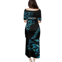 All Black Maori Tribal Tattoo Personalised Family Matching Puletasi and Hawaiian Shirt Polynesian Style LT9 - Polynesian Pride