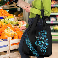 All Black Maori Tribal Tattoo Personalised Grocery Bag Polynesian Style