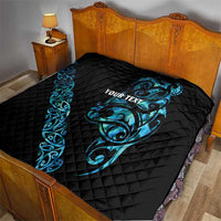 All Black Maori Tribal Tattoo Personalised Quilt Polynesian Style