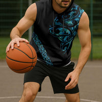 All Black Maori Tribal Tattoo Personalised Sleeveless Hoodie Polynesian Style - Polynesian Pride