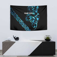 All Black Maori Tribal Tattoo Personalised Tapestry Polynesian Style