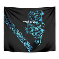 All Black Maori Tribal Tattoo Personalised Tapestry Polynesian Style