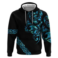 All Black Maori Tribal Tattoo Personalised Zip Hoodie Polynesian Style