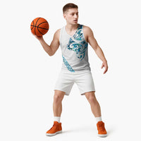 All White Maori Tribal Tattoo Personalised Basketball Jersey Polynesian Style - Polynesian Pride