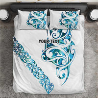 All White Maori Tribal Tattoo Personalised Bedding Set Polynesian Style