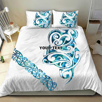 All White Maori Tribal Tattoo Personalised Bedding Set Polynesian Style
