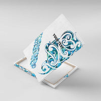 All White Maori Tribal Tattoo Personalised Canvas Wall Art Polynesian Style