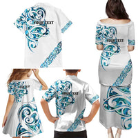 All White Maori Tribal Tattoo Personalised Family Matching Puletasi and Hawaiian Shirt Polynesian Style LT9 - Polynesian Pride