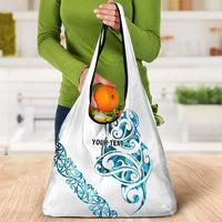 All White Maori Tribal Tattoo Personalised Grocery Bag Polynesian Style