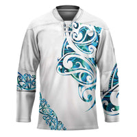 All White Maori Tribal Tattoo Personalised Hockey Jersey Polynesian Style - Polynesian Pride