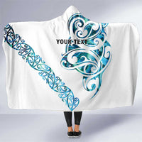 All White Maori Tribal Tattoo Personalised Hooded Blanket Polynesian Style