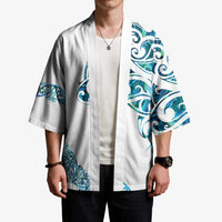 All White Maori Tribal Tattoo Personalised Kimono Polynesian Style - Polynesian Pride