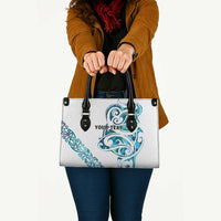 All White Maori Tribal Tattoo Personalised Leather Bag Polynesian Style - Polynesian Pride