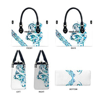 All White Maori Tribal Tattoo Personalised Leather Bag Polynesian Style - Polynesian Pride