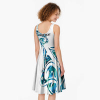 All White Maori Tribal Tattoo Personalised Midi Dress Polynesian Style - Polynesian Pride