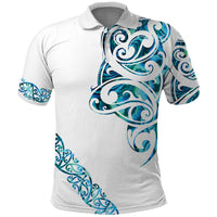 All White Maori Tribal Tattoo Personalised Polo Shirt Polynesian Style