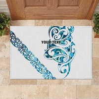 All White Maori Tribal Tattoo Personalised Rubber Doormat Polynesian Style