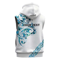 All White Maori Tribal Tattoo Personalised Sleeveless Hoodie Polynesian Style - Polynesian Pride