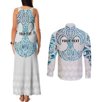Queensland Maori Kiwi Personalised Couples Matching Tank Maxi Dress and Long Sleeve Button Shirt Ma Kakariki Papua Shell Maori Tribal Tattoo LT9 - Polynesian Pride