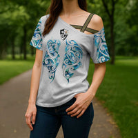 Queensland Maori Kiwi Personalised Cross Shoulder Shirt Ma Kakariki Papua Shell Maori Tribal Tattoo - Polynesian Pride