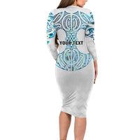Queensland Maori Kiwi Personalised Family Matching Long Sleeve Bodycon Dress and Hawaiian Shirt Ma Kakariki Papua Shell Maori Tribal Tattoo LT9 - Polynesian Pride