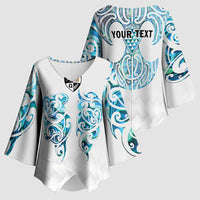Queensland Maori Kiwi Personalised Kimono Sleeve Blouse Ma Kakariki Papua Shell Maori Tribal Tattoo - Polynesian Pride