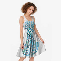 Queensland Maori Kiwi Personalised Midi Dress Ma Kakariki Papua Shell Maori Tribal Tattoo - Polynesian Pride