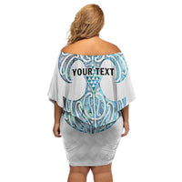 Queensland Maori Kiwi Personalised Off Shoulder Short Dress Ma Kakariki Papua Shell Maori Tribal Tattoo LT9 - Polynesian Pride