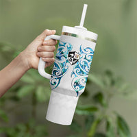 Queensland Maori Kiwi Personalised Tumbler With Handle Ma Kakariki Papua Shell Maori Tribal Tattoo
