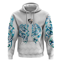 Queensland Maori Kiwi Personalised Zip Hoodie Ma Kakariki Papua Shell Maori Tribal Tattoo LT9 Pullover Hoodie White - Polynesian Pride