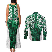 Queensland Maori Kiwi Personalised Couples Matching Tank Maxi Dress and Long Sleeve Button Shirt Kikirangi Papua Shell Maori Tribal Tattoo LT9 - Polynesian Pride