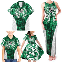 Queensland Maori Kiwi Personalised Family Matching Tank Maxi Dress and Hawaiian Shirt Kikirangi Papua Shell Maori Tribal Tattoo