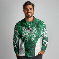 Queensland Maori Kiwi Personalised Long Sleeve Polo Shirt Kikirangi Papua Shell Maori Tribal Tattoo