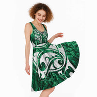 Queensland Maori Kiwi Personalised Midi Dress Kikirangi Papua Shell Maori Tribal Tattoo - Polynesian Pride